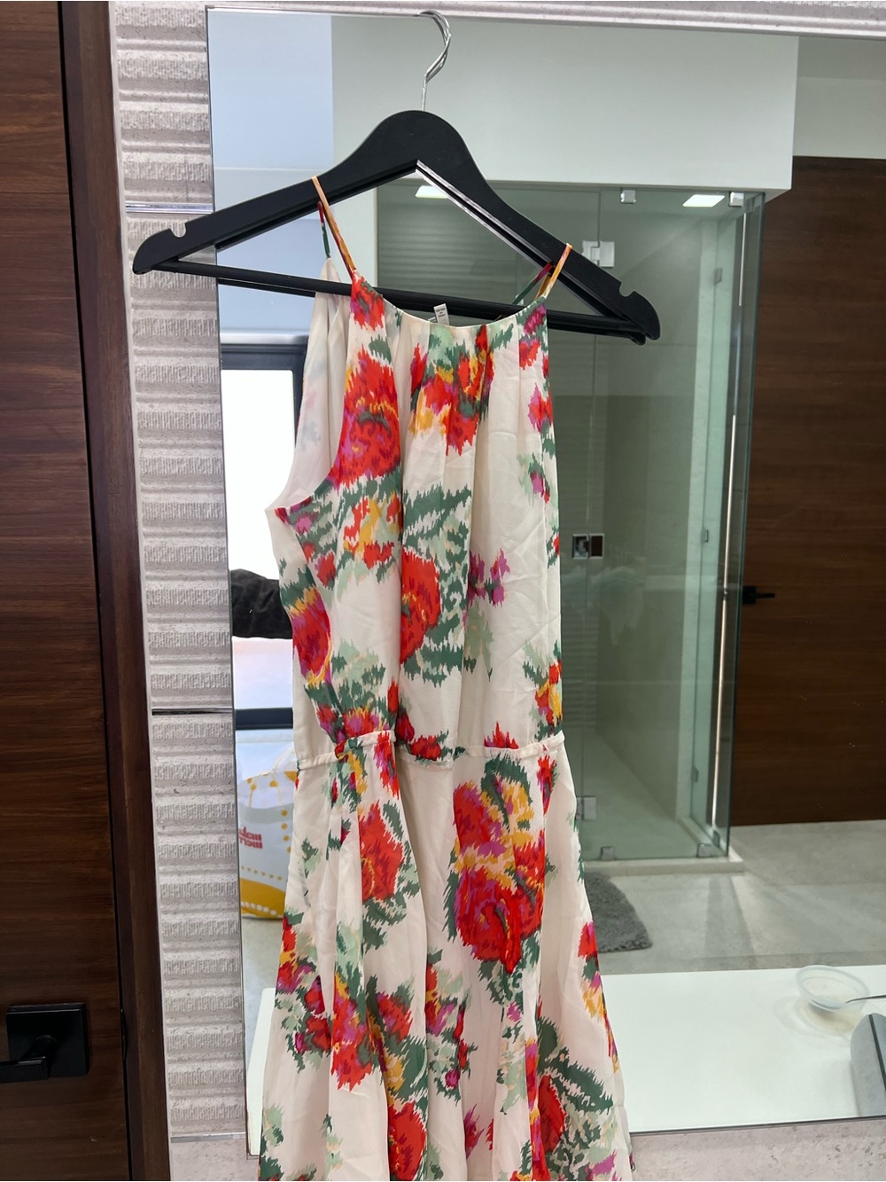 Joie White Strapless Floral Maxi Dress with Red, Pink & Green Print